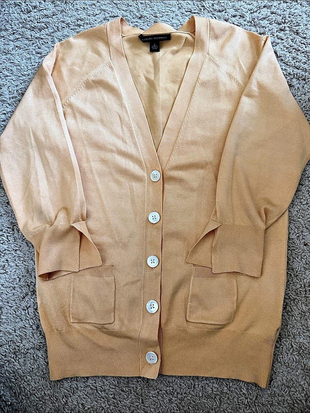 Banana Republic Silk Blend Button Front Cardigan in Yellow Like New
